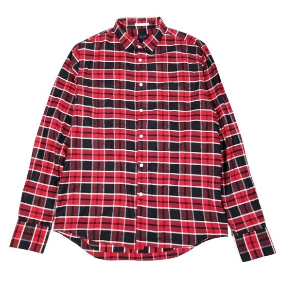 Nordstrom Good Man Long Sleeve Button Down Shirt Plaid Red Black Mens Large - Picture 1 of 4